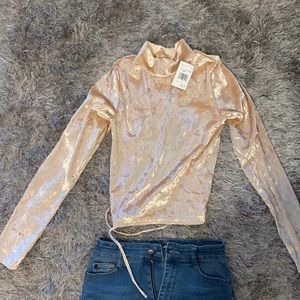 Xxs long sleeve velour crop top